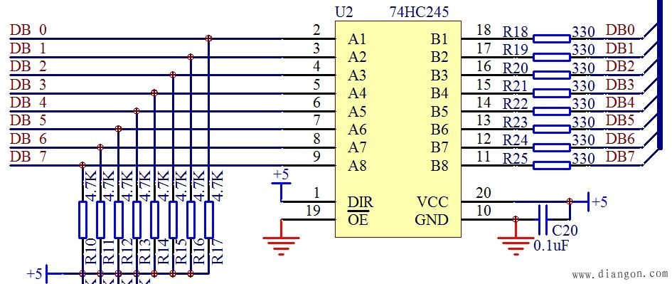 單片機教程-74HC245功能圖